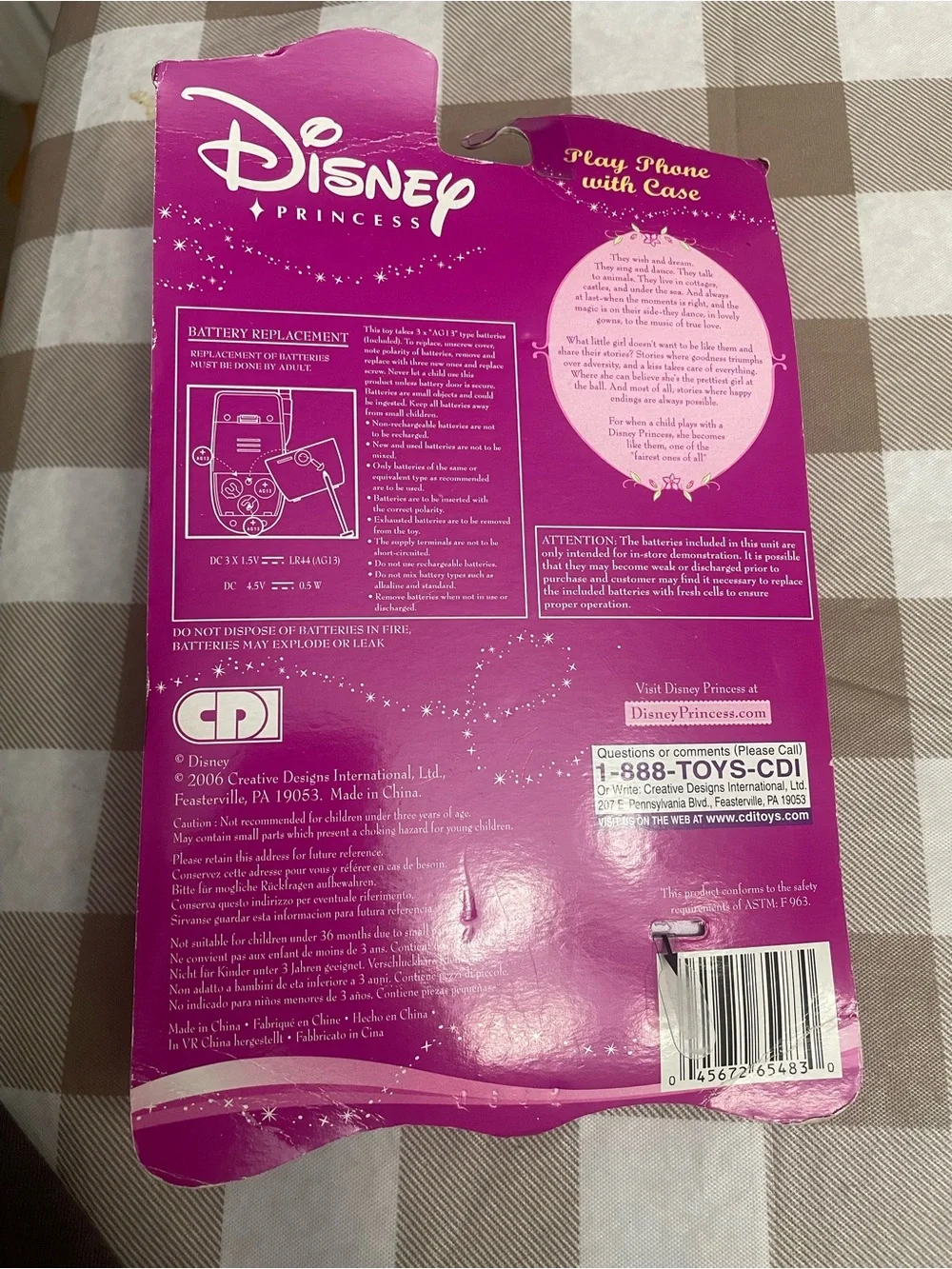 Disney Pink Princess Flip Play Phone with Beaded Matching Case